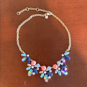 J Crew coral/aqua gem necklace
